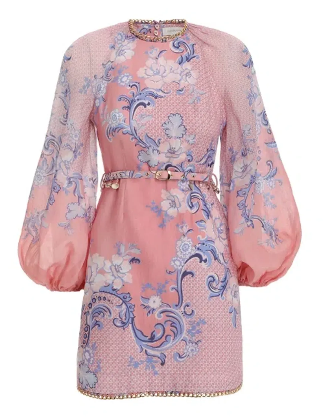 Zimmermann Postcard Mini Dress Swirl Floral Coral Size 1/Au 10 for rent on The Volte - main image