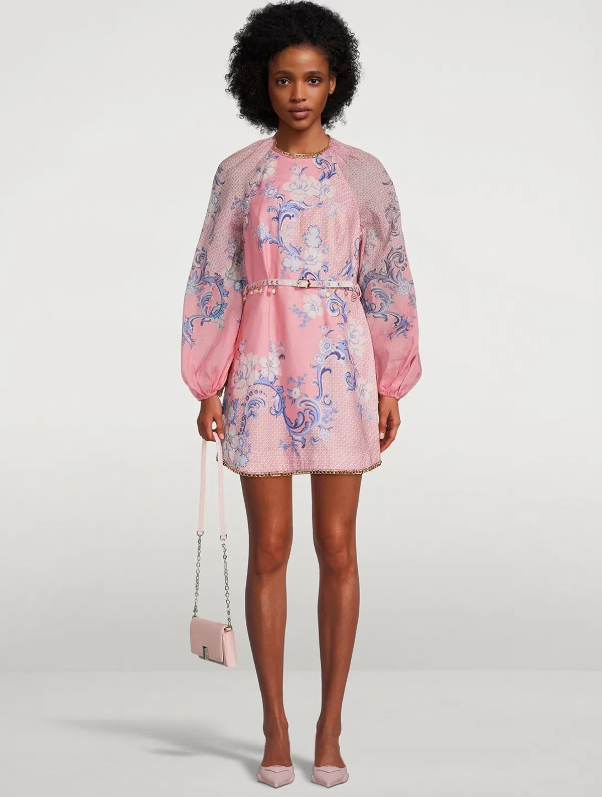 Zimmermann Postcard Mini Dress Swirl Floral Coral Size 1/Au 10 for rent on The Volte - main image