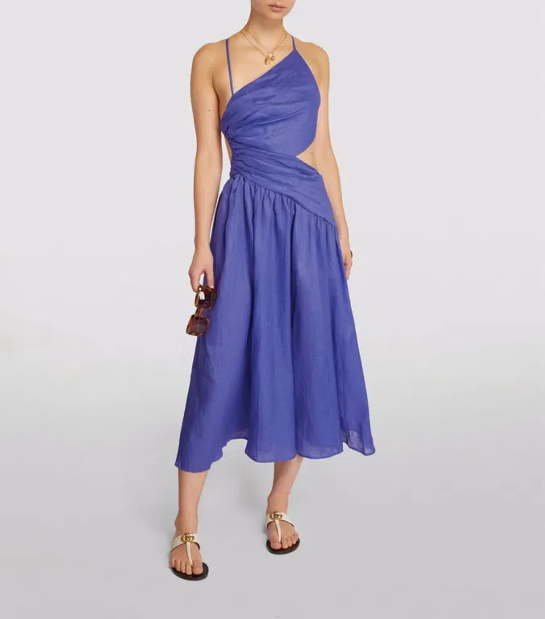 Zimmermann Tropicana Asymmetric Dress Cobalt Blue Size 1/Au 10 for rent on The Volte - main image