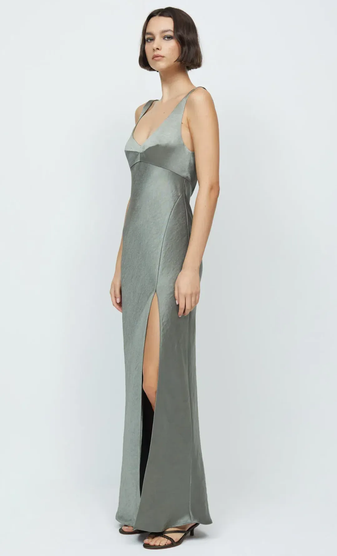 Bec & Bridge Nadia V Maxi Dress Olive Size 12 for rent on The Volte - main image