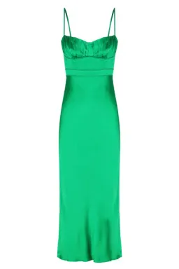 Shona Joy Lana Corded Ruched Midi Dress Tree Green Size 10 for rent on The Volte - image 4