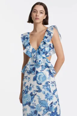 Sir The Label Amaris Frill Dress Blue Size 2 / AU 10 for rent on The Volte - image 2