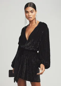 Retrofete Gabrielle Dress Black Sequin Robe Size 8 for rent on The Volte - image 3