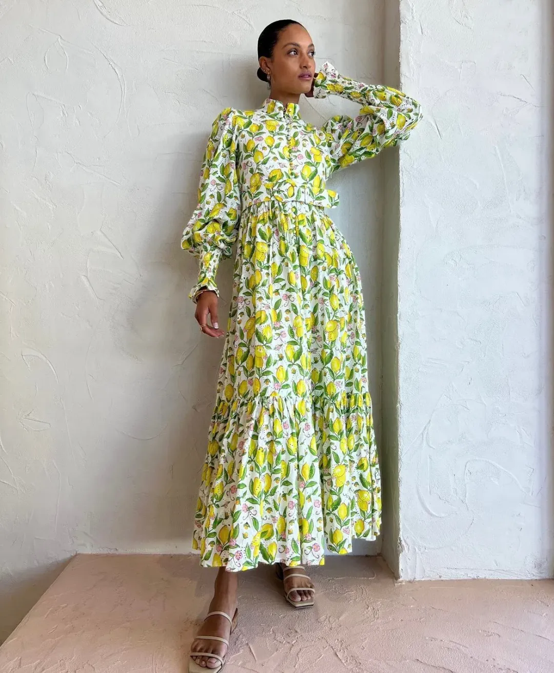Palm Noosa Royal Flush Dress Lemon Print Size AU 6 for rent on The Volte - main image