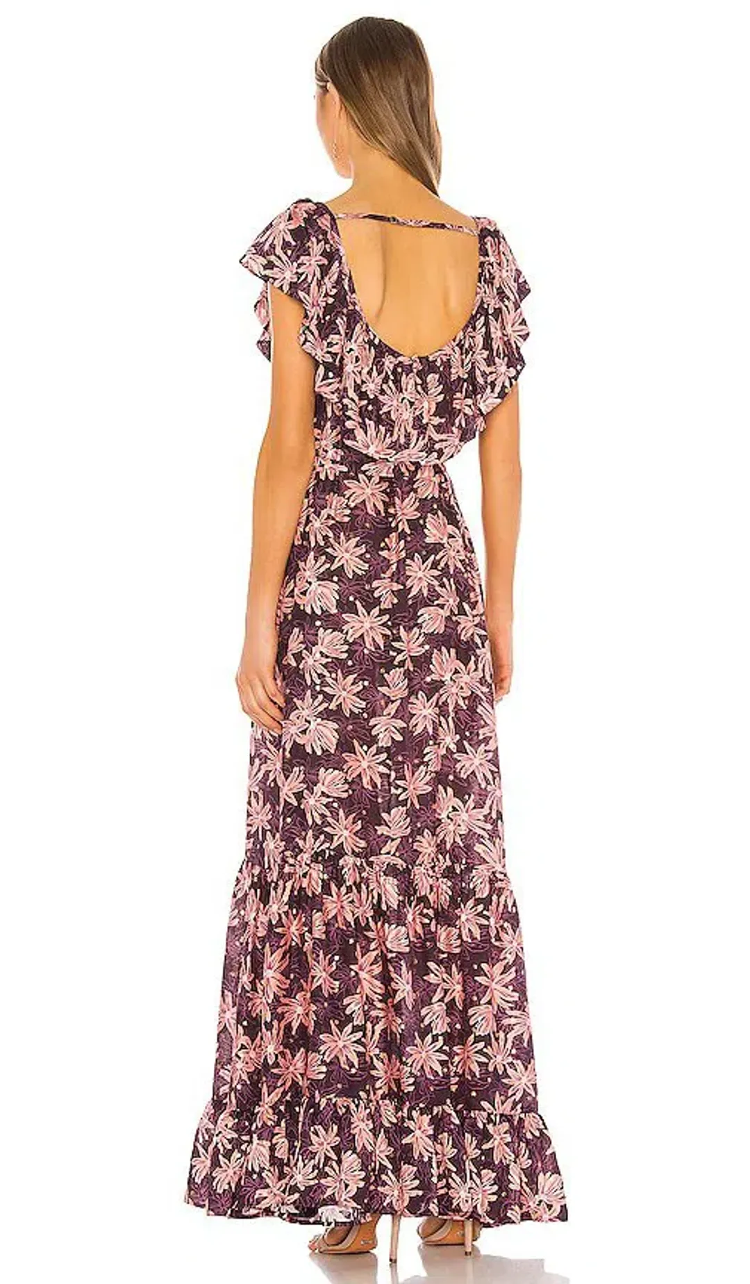 Sabina Musayev Long Dress Purple & Pink Floral Print Size Small / AU 8 for rent on The Volte - main image