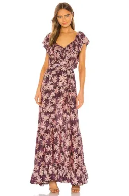 Sabina Musayev Long Dress Purple & Pink Floral Print Size Small / AU 8 for rent on The Volte - image 1