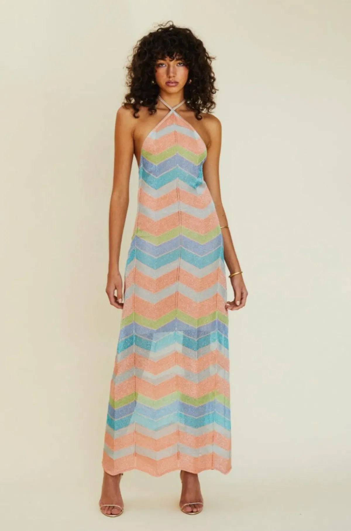 Suboo Solar Chevron Halter Maxi Dress Multi Size M / Au 10 for rent on The Volte - main image