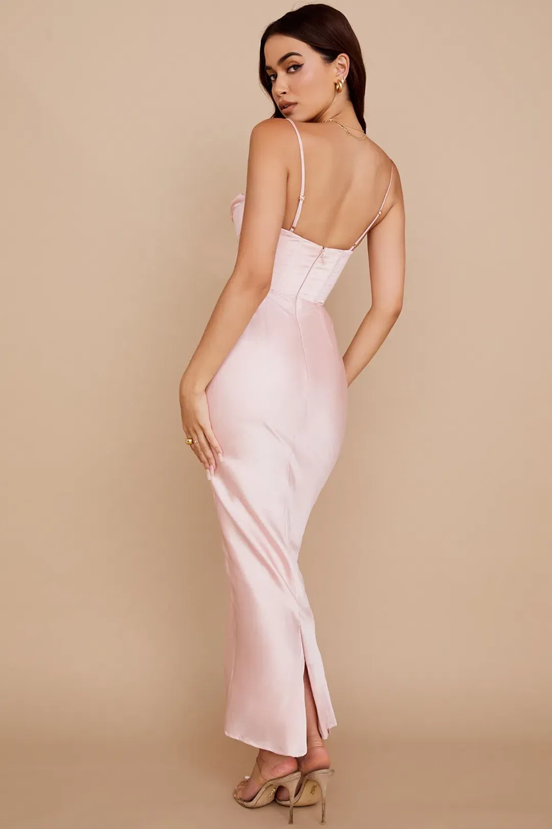 House of CB Charmaine Blush Corset Maxi Dress Size M /AU 10  for rent on The Volte - main image