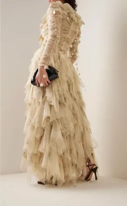 Zimmermann Kaleidoscope Glittered Organza Maxi Dress Cream Size 0 / Au 8 for rent on The Volte - image 2