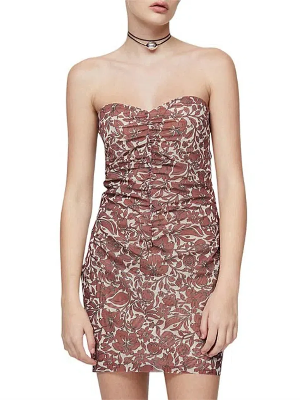 Bec & Bridge Priya Strapless Mini Dress Hibiscus Print Size 8 for rent on The Volte - main image