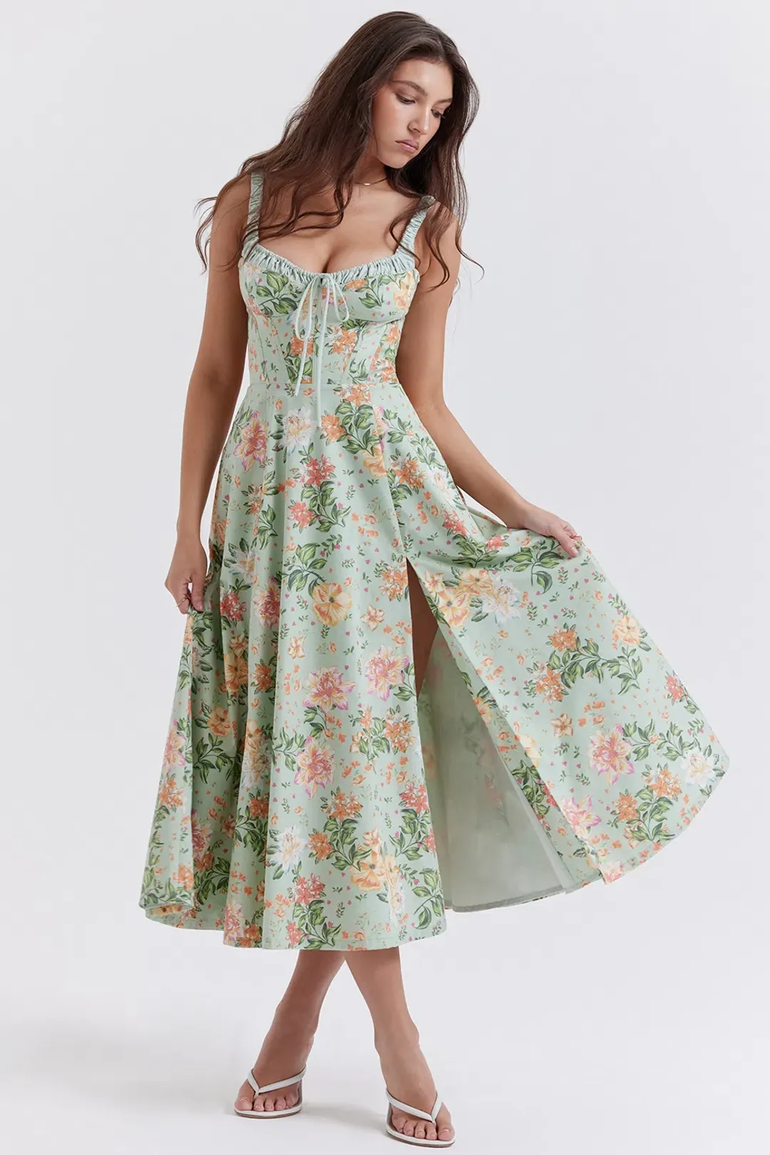 House of CB Sabrina Dress Green/Floral Size 14 for rent on The Volte - main image