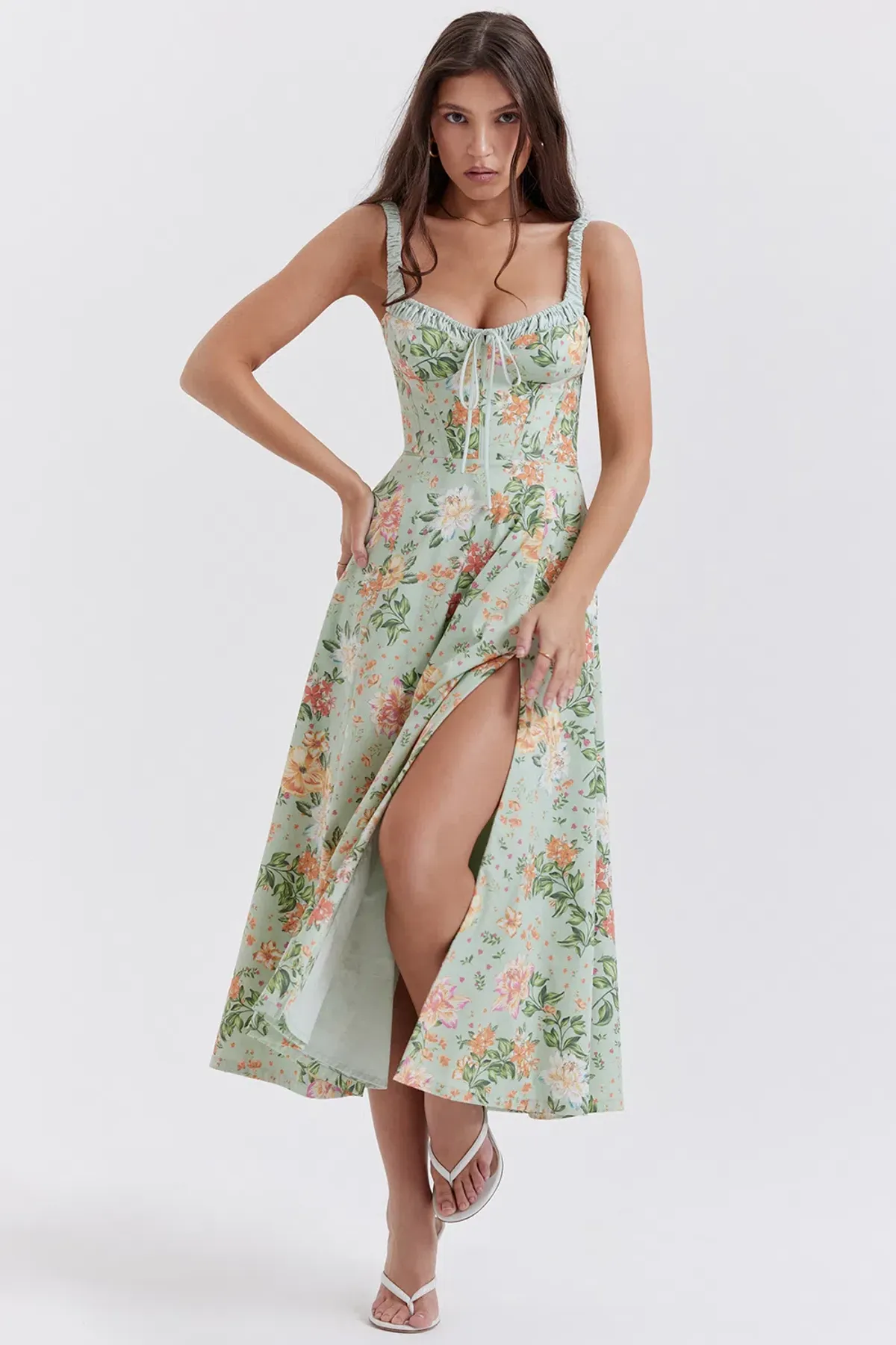 House of CB Sabrina Dress Green/Floral Size 14 for rent on The Volte - main image