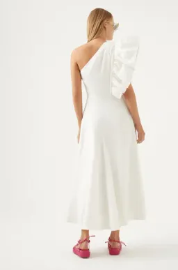 Aje Bonjour Asymmetric Midi Dress Ivory Size 8 for rent on The Volte - image 3