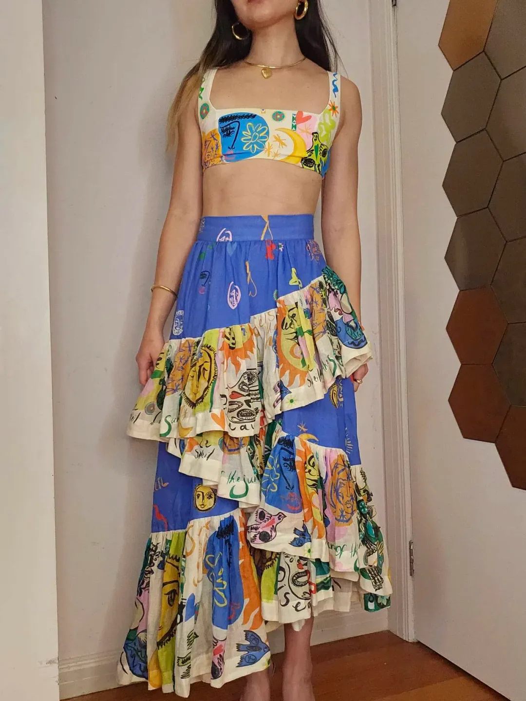 Alemais Soleil Ruffle Skirt Multi Size 6 for rent on The Volte - main image