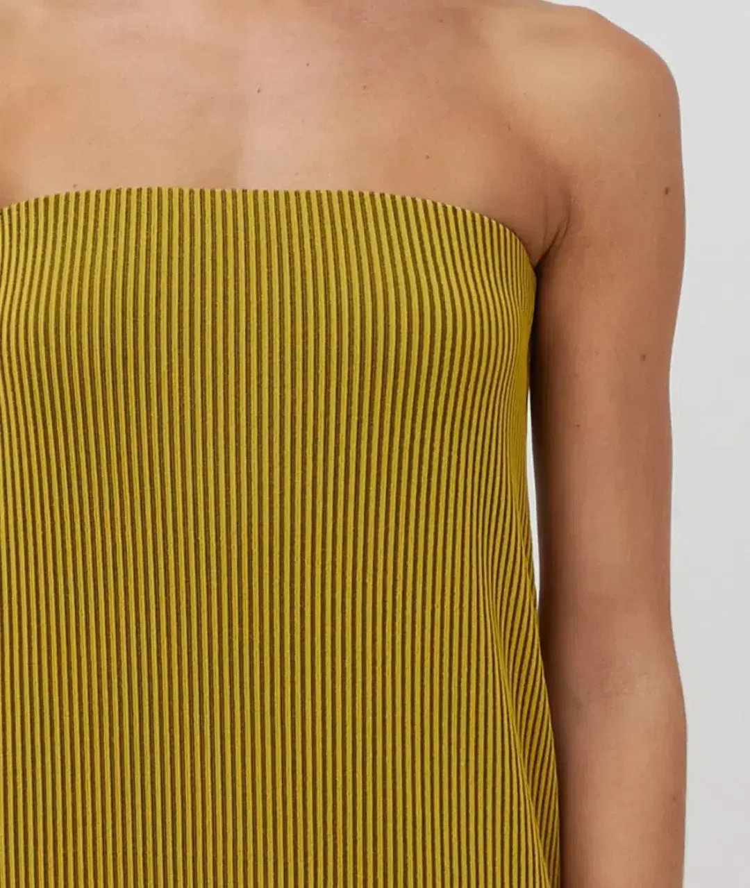 Camilla and Marc Izaro Strapless Maxi Column Dress in Brown/Gold Stripe Size 12 for rent on The Volte - main image
