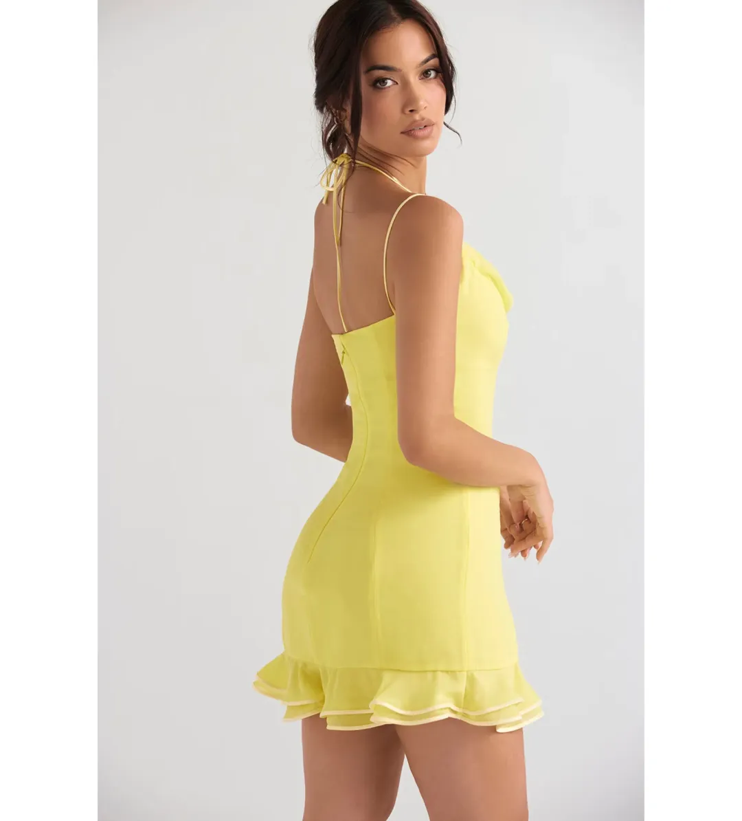 House of CB Rossella Ruffle Mini Dress in Yellow Size S / AU 8 for rent on The Volte - main image