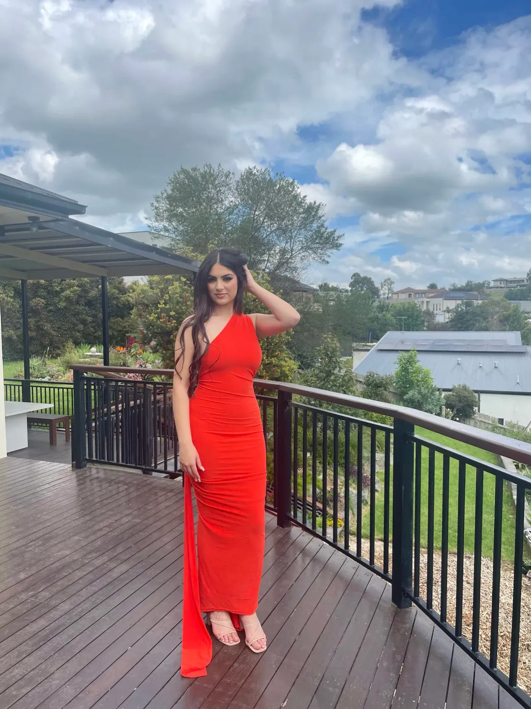 Melani The Label Constantina Gown in Tangerine Size 8 for rent on The Volte - main image