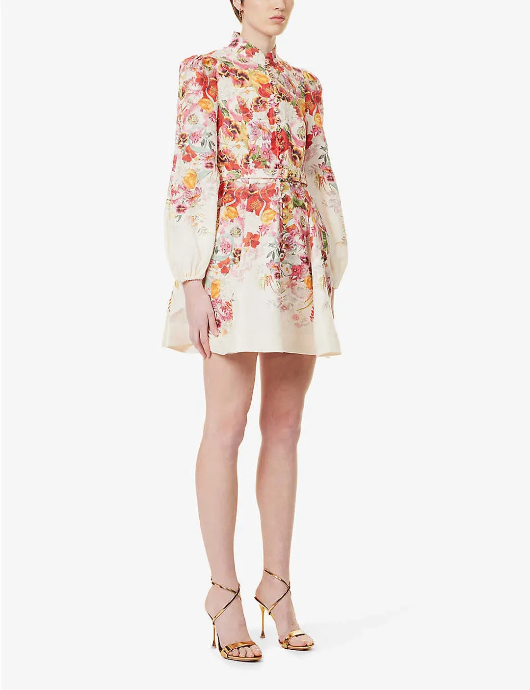 Zimmermann Wonderland Buttoned Mini Dress Floral Size 1 / AU 10 for rent on The Volte - main image