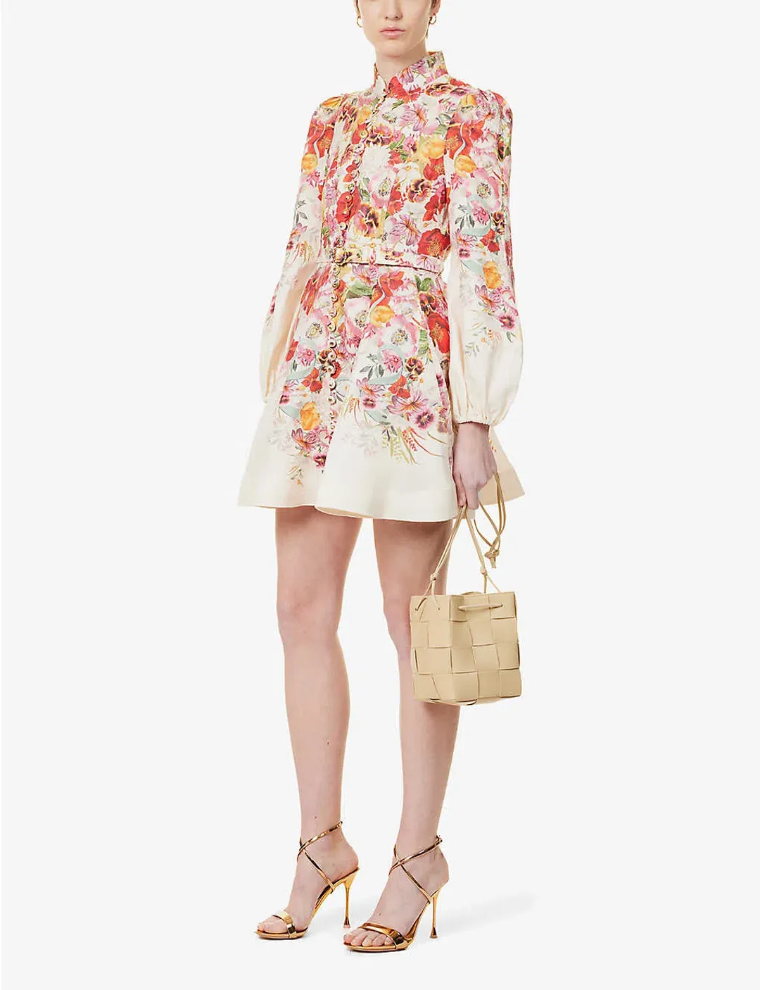 Zimmermann Wonderland Buttoned Mini Dress Floral Size 1 / AU 10 for rent on The Volte - main image