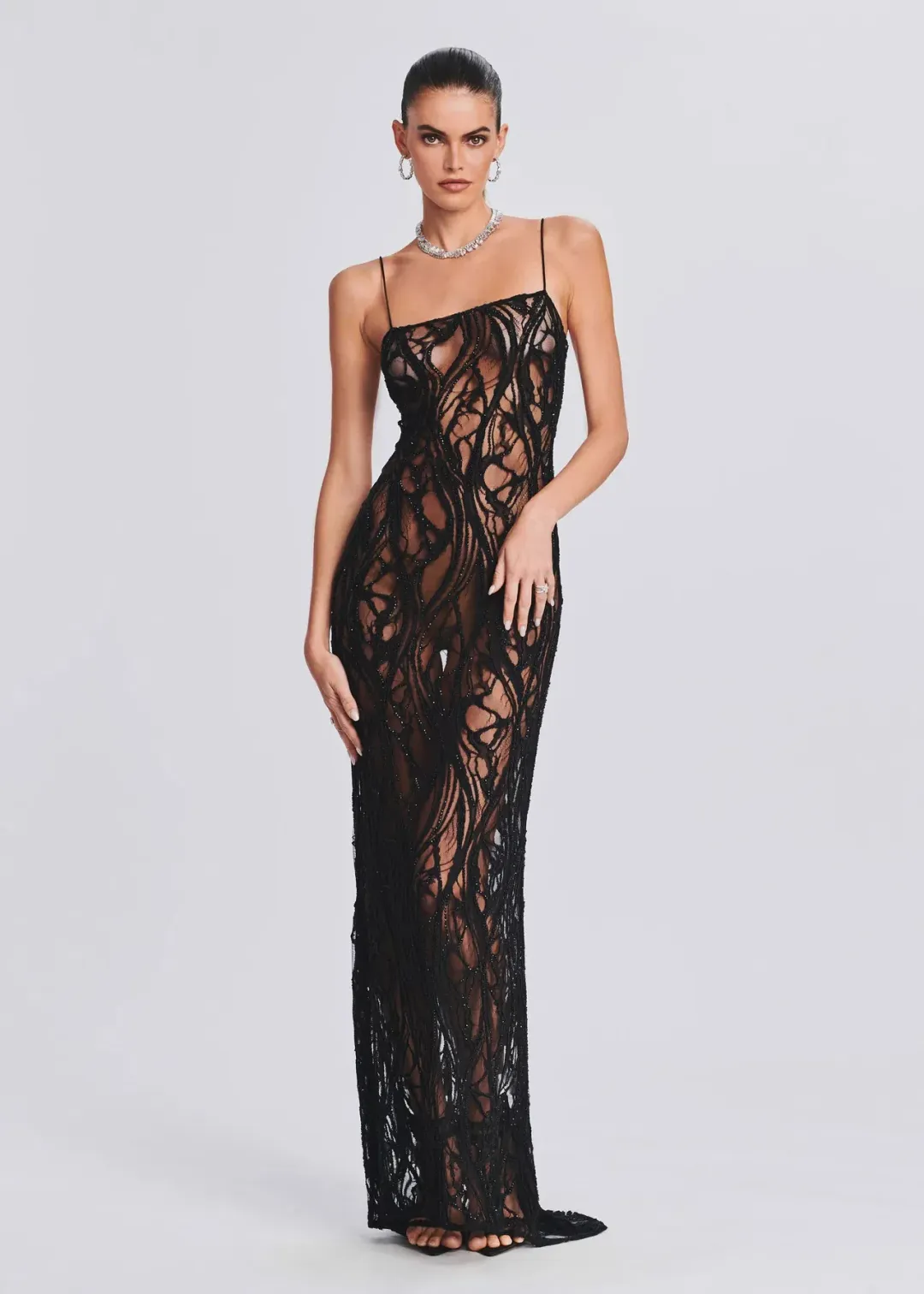 Retrofête Winnie Dress Beaded Maxi Black Size AU 6  for rent on The Volte - main image