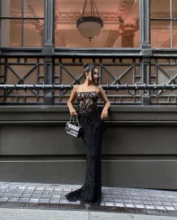 Retrofête Winnie Dress Beaded Maxi Black Size AU 6  for rent on The Volte - image 7