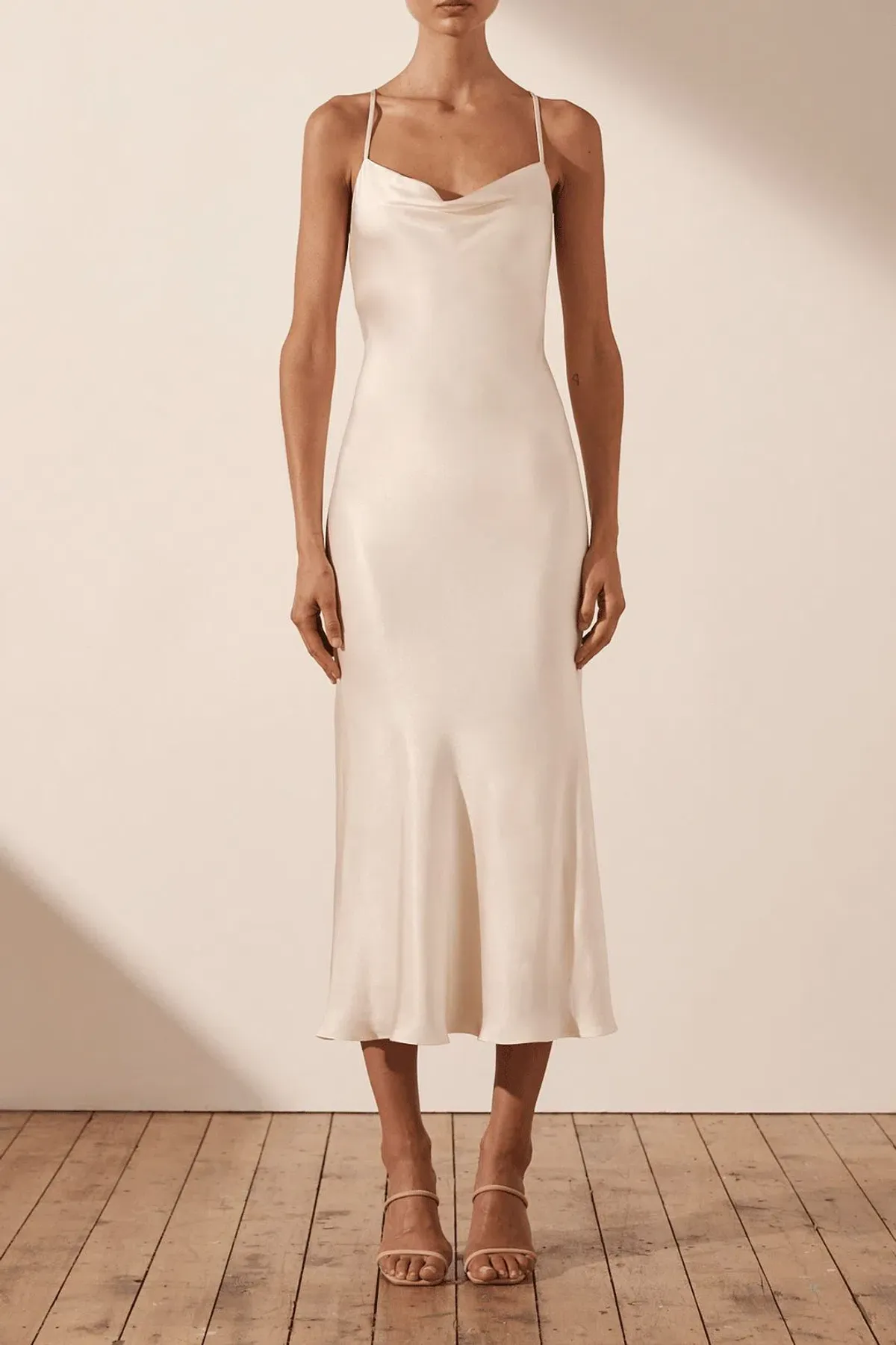 Shona Joy La Lune Backless Bias Midi Dress Cream Size 8 for rent on The Volte - main image