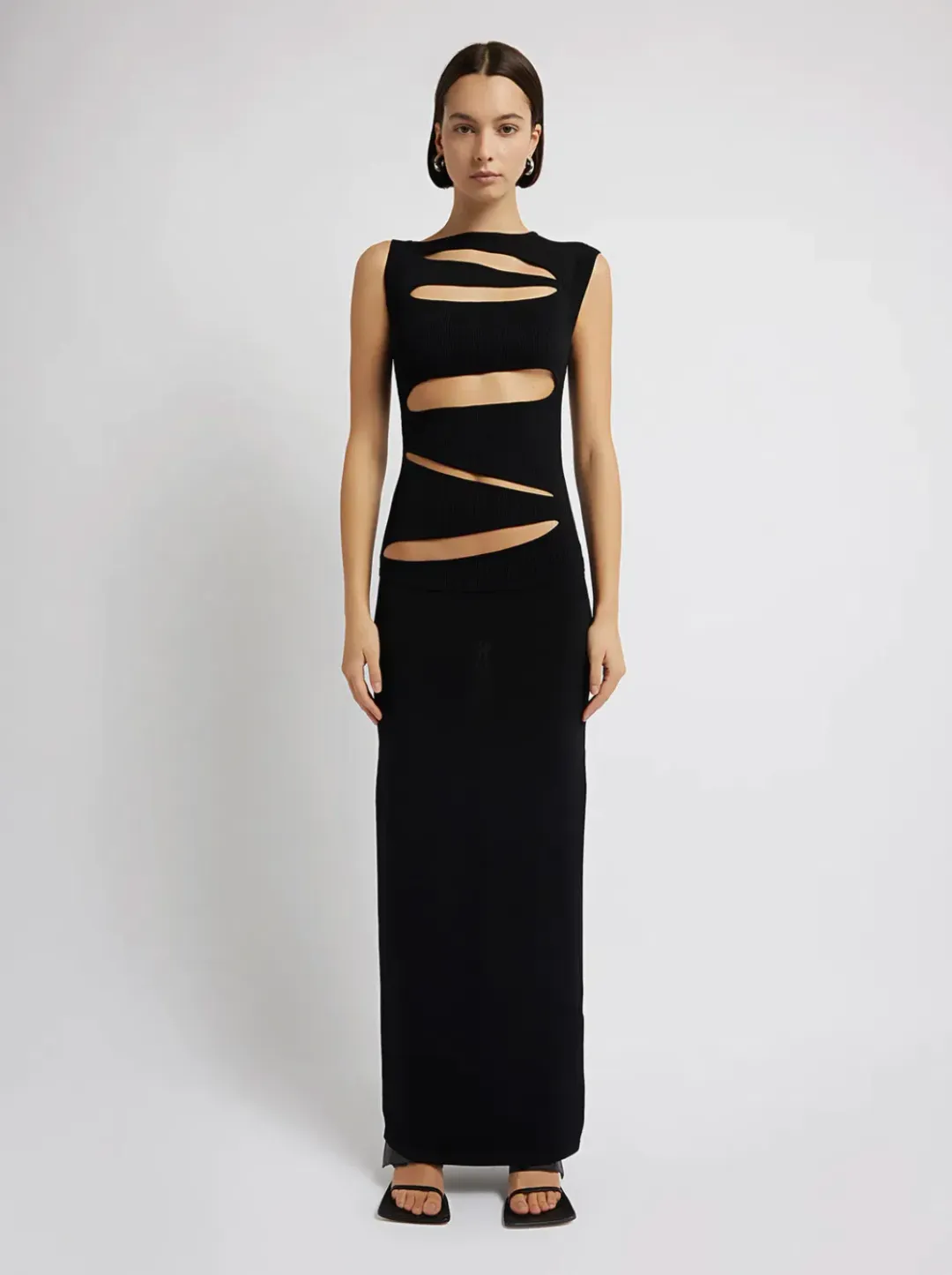 Christopher Esber Slashed Knit Dress in Black Size 8 for rent on The Volte - main image