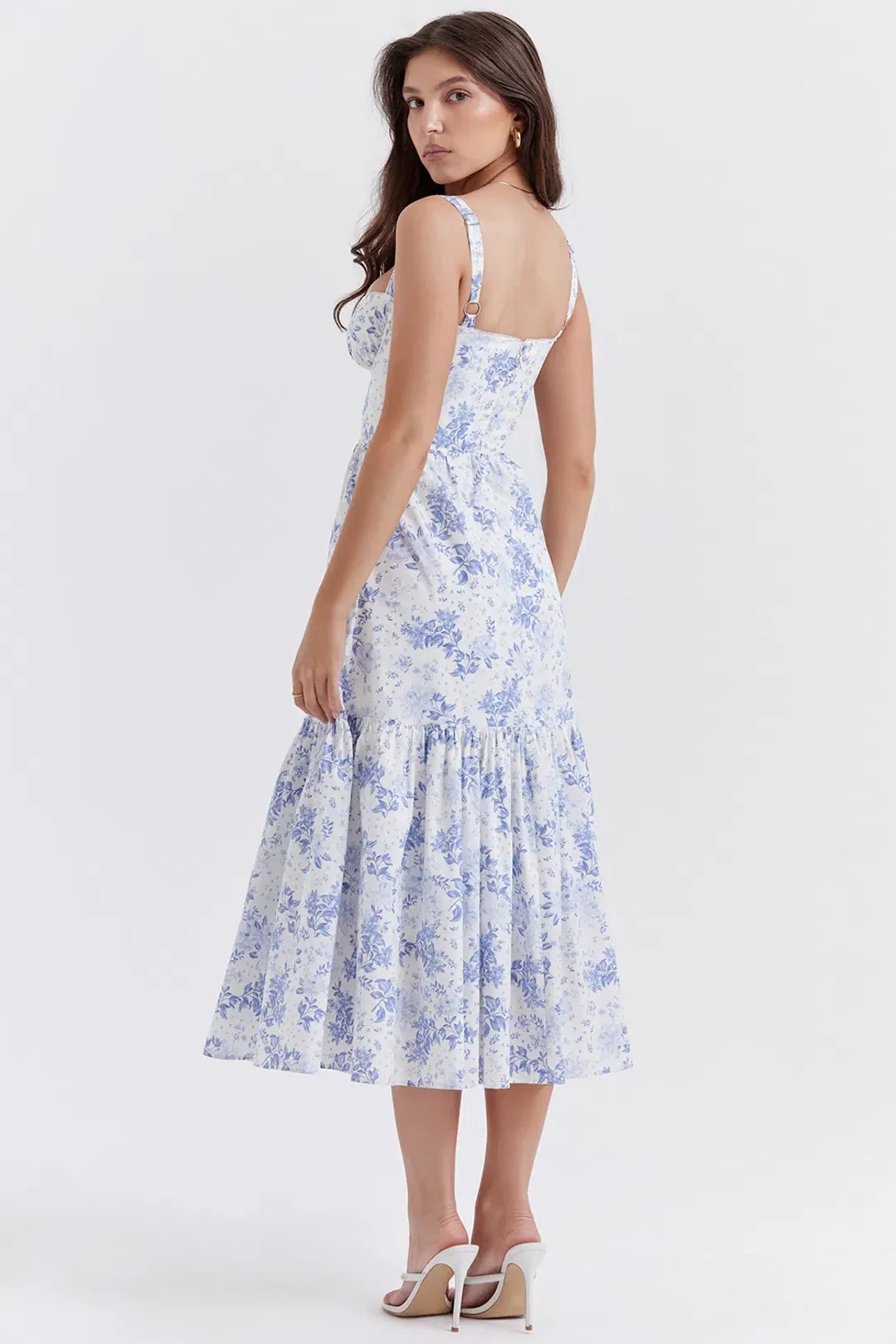 House Of CB Elia Blue Print Midi Sundress Floral Size S / Au 8 for rent on The Volte - main image