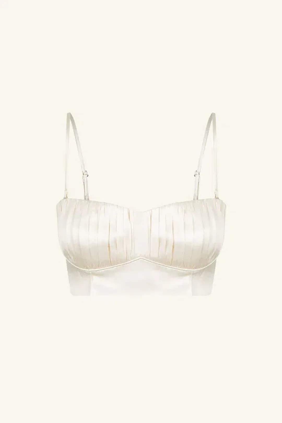 Shona Joy La Lune Corded Ruched Bralette & Bias Maxi Skirt Set Cream Size 8 for rent on The Volte - main image