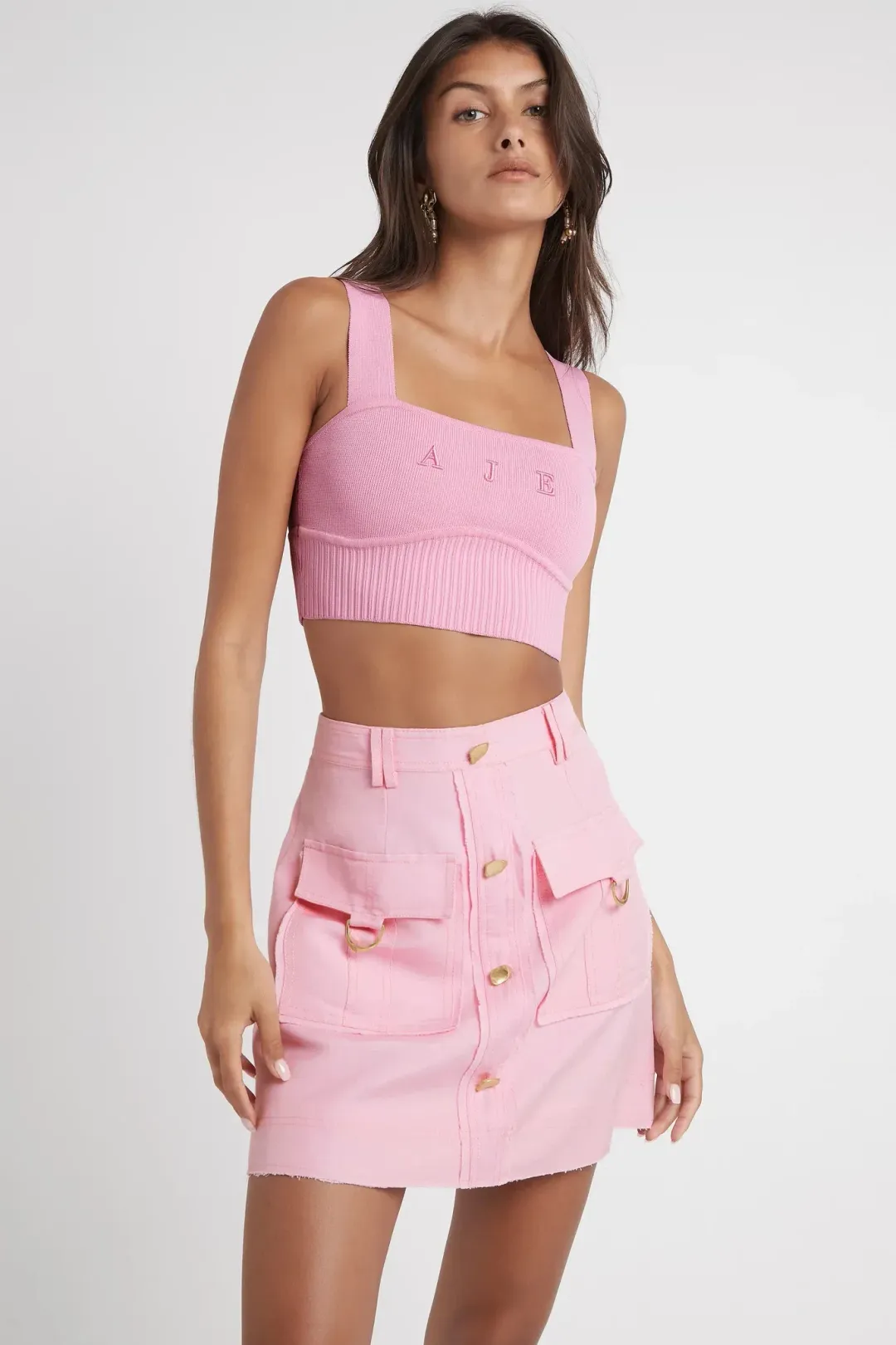 Aje Livadi Lucia Knit Logo Top Pink Size L / Au 12 for rent on The Volte - main image