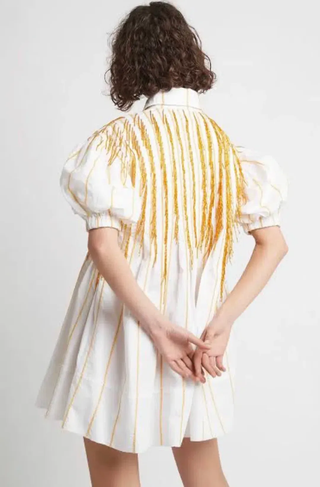 Aje Collective Beaded Mini Dress Ivory/Marigold Size 6 for rent on The Volte - main image