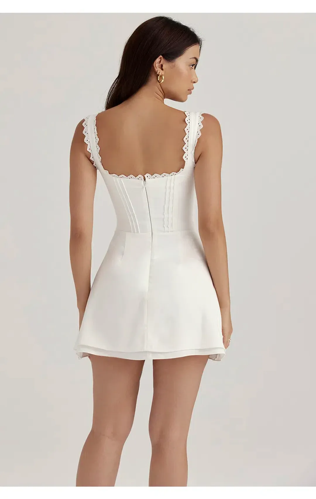 House of CB Tilly Pin Tuck Mini Dress White Size S / Au 8 for rent on The Volte - main image