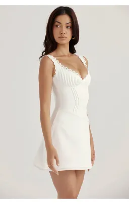 House of CB Tilly Pin Tuck Mini Dress White Size S / Au 8 for rent on The Volte - image 5