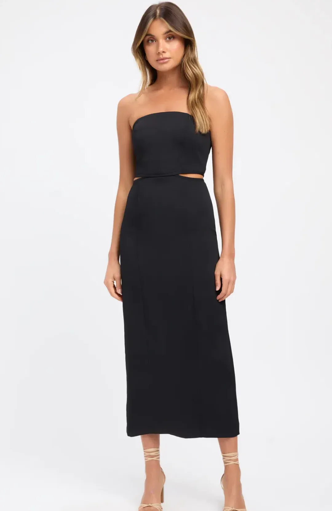 Kookai Oyster Cut Out Midi Dress Black Size 36 / Au 8 for rent on The Volte - main image