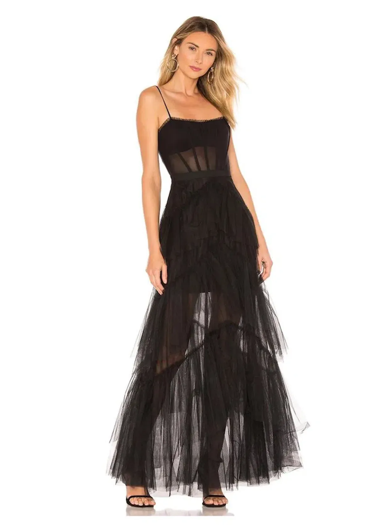 BCBGMAXAZRIA Corset Tulle Gown Black Size 8 for rent on The Volte - main image