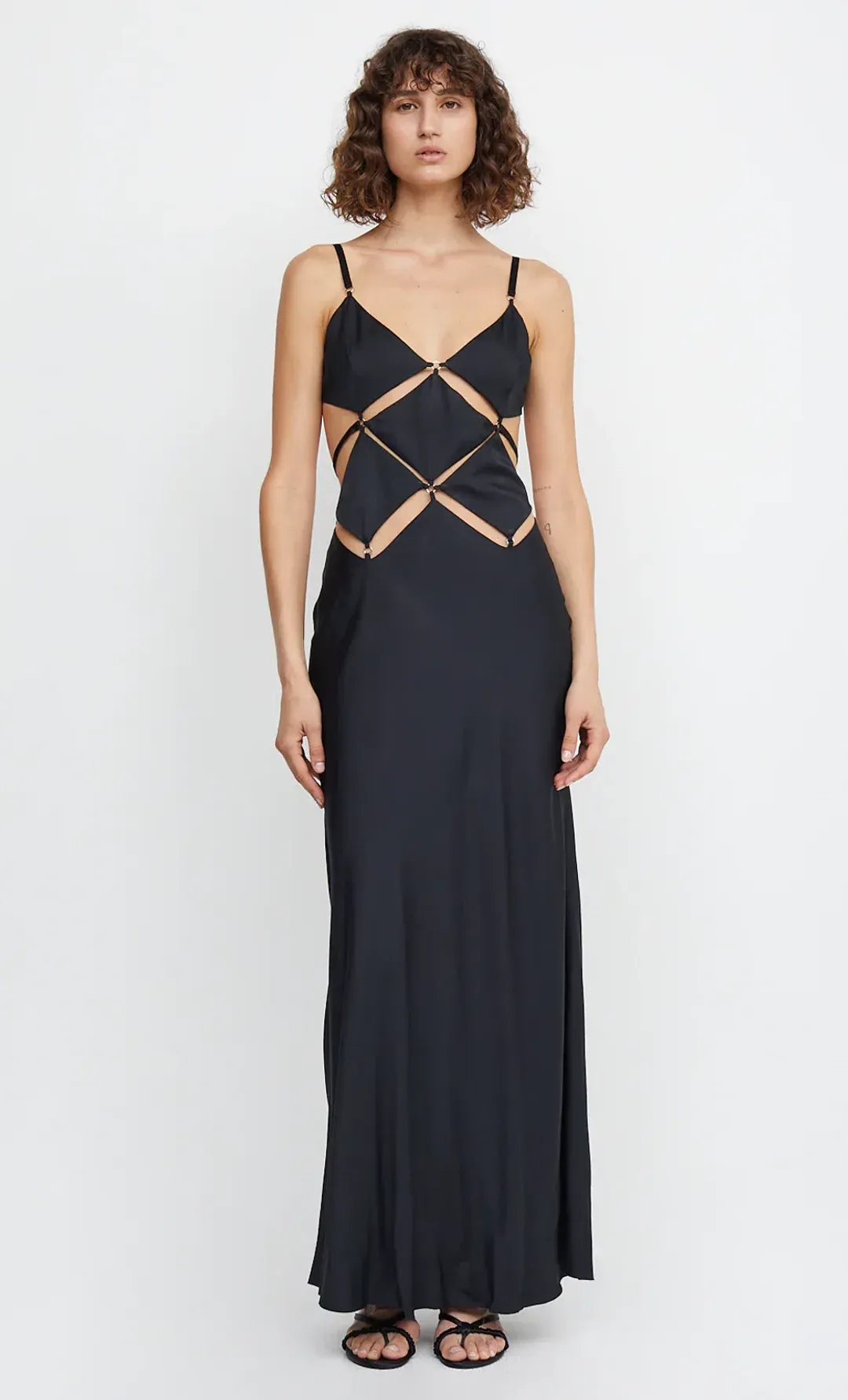 Bec & Bridge Diamond Days Strap Maxi Dress Black Size 6  for rent on The Volte - main image