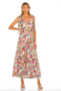 Zimmermann Mae Tie Shoulder Dress Rose Floral Size 2 / AU 12  for rent on The Volte - image 1