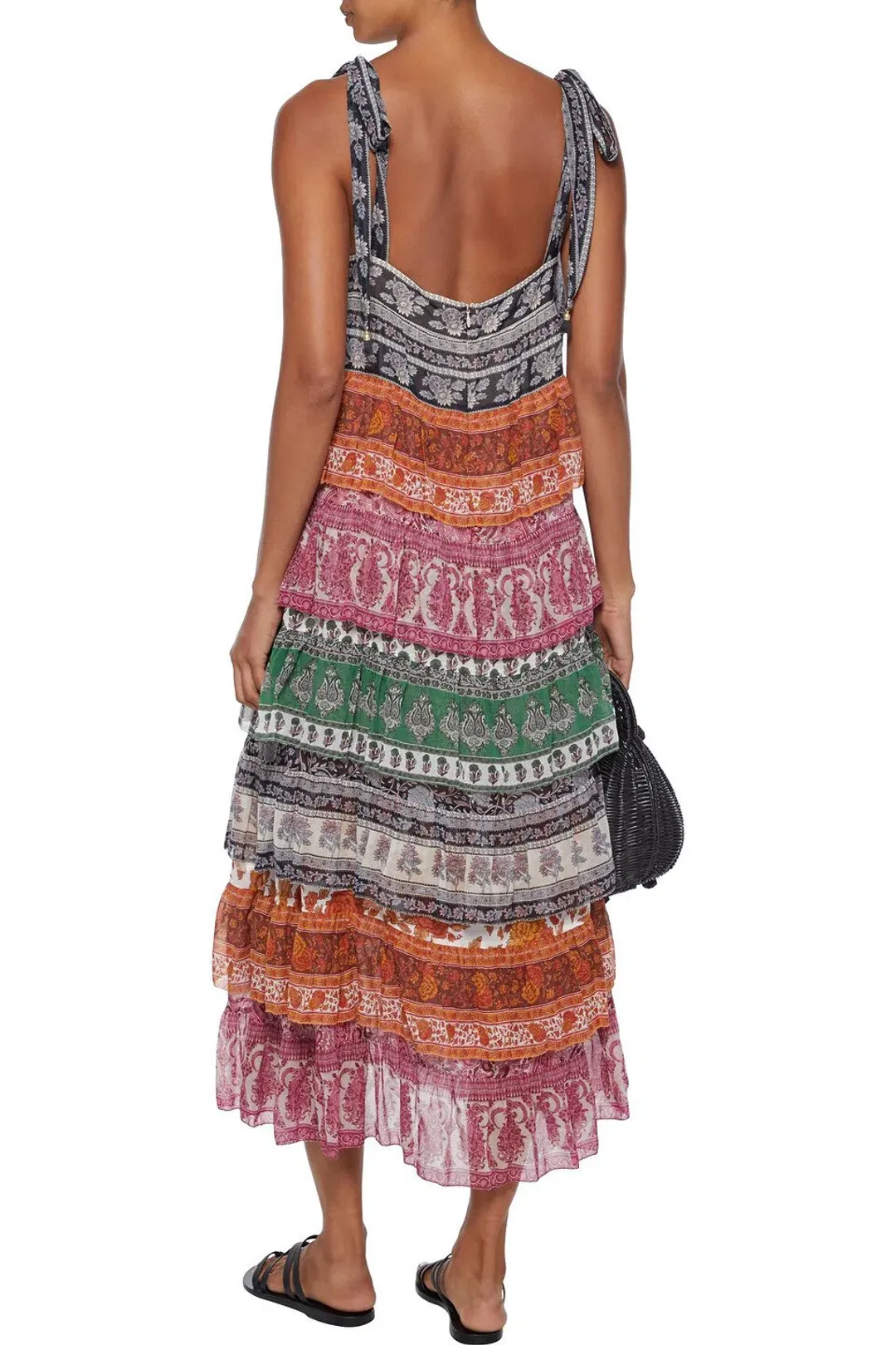 Zimmermann Amari Tiered Tie Midi Dress Multi Size 1 / Au 10 for rent on The Volte - main image