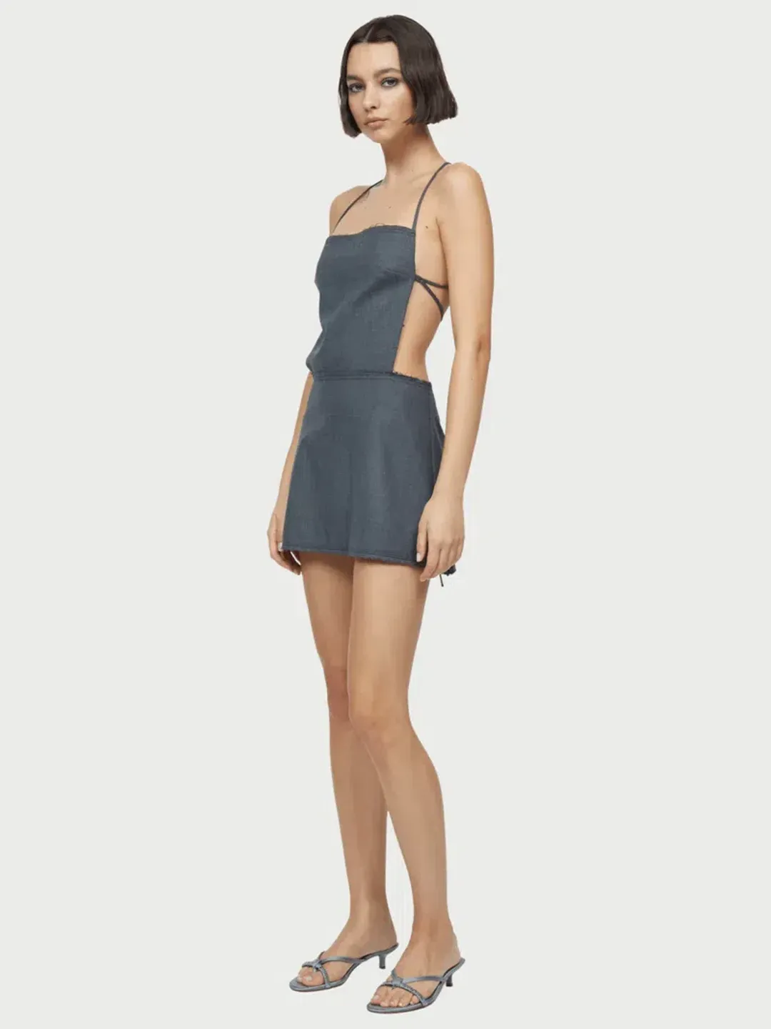 Bec & Bridge Heidi Apron Mini Dress Charcoal Size 8 for rent on The Volte - main image