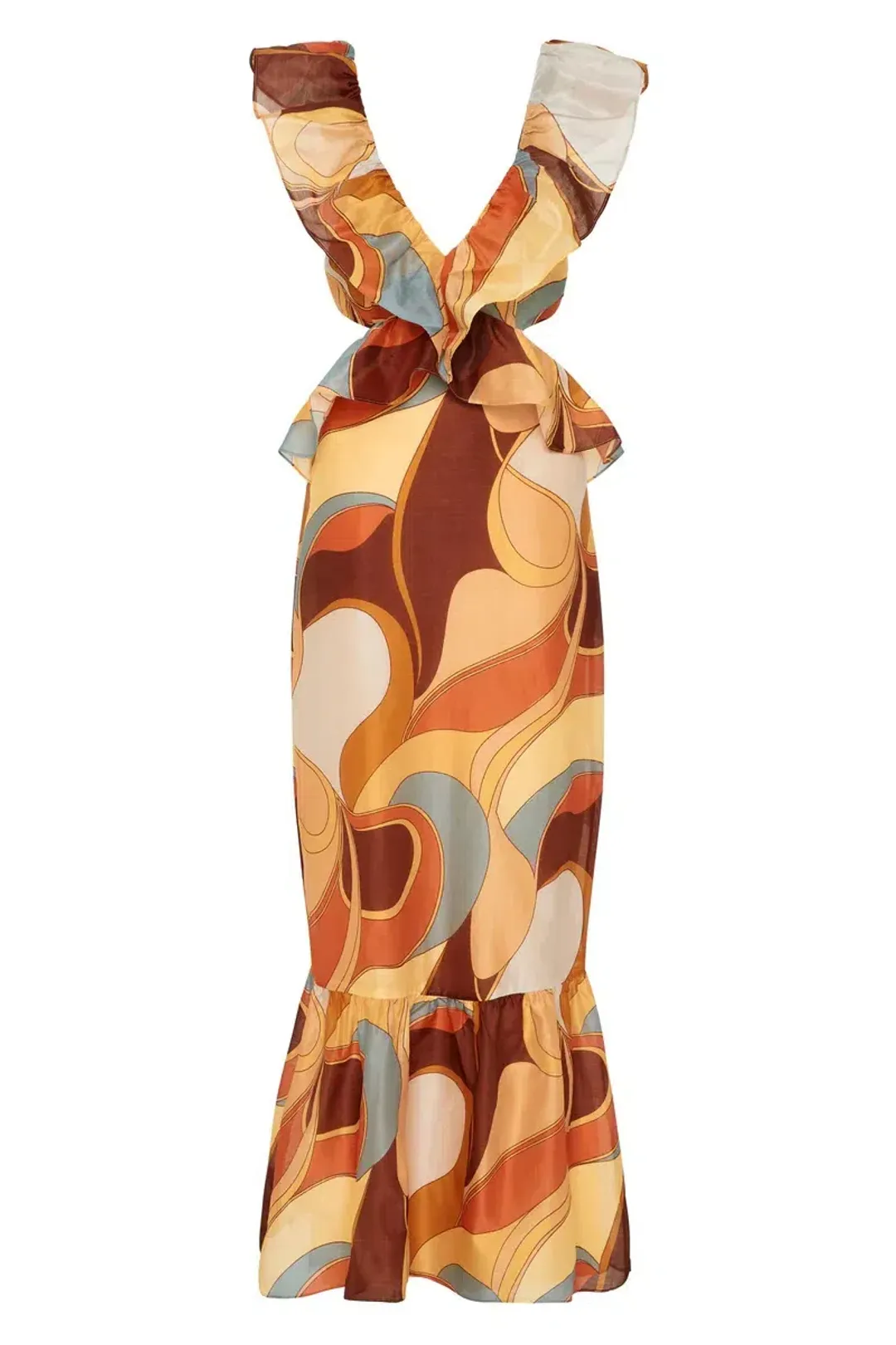 Sir The Label Vista Frill Midi Dress Multi Size 8 for rent on The Volte - main image