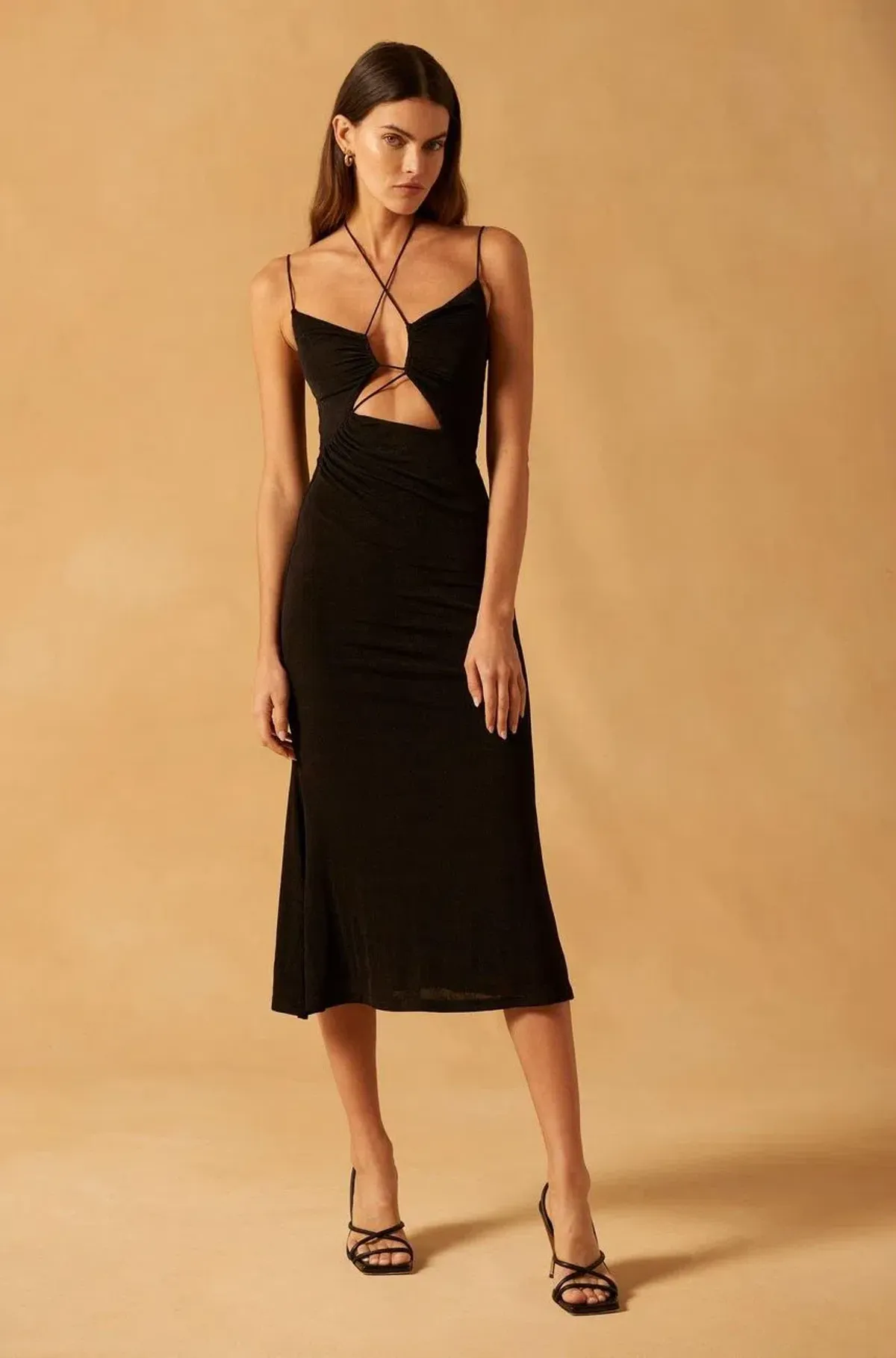 Misha Estera Slinky Jersey Midi Dress Black Size 8 for rent on The Volte - main image
