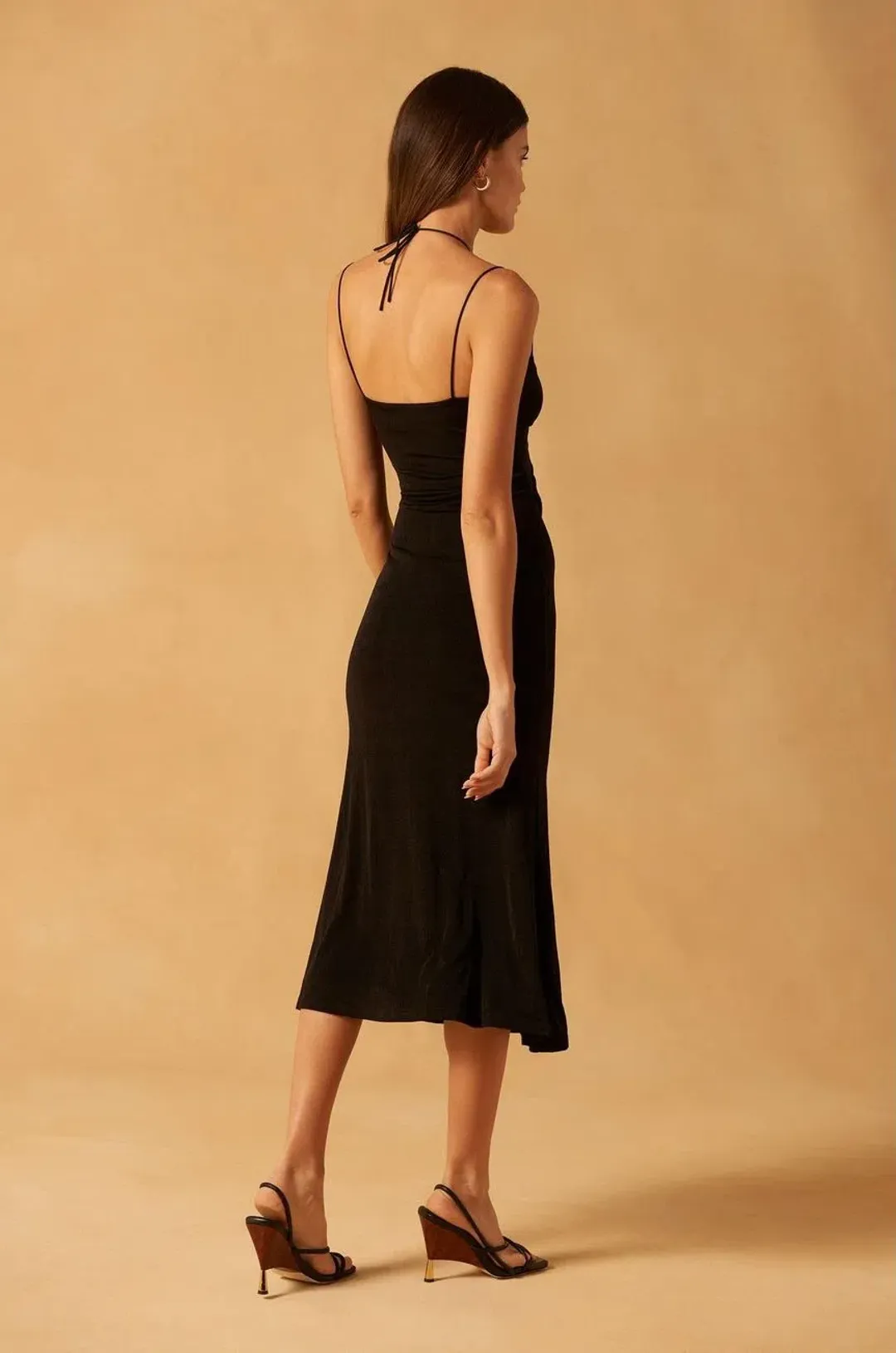 Misha Estera Slinky Jersey Midi Dress Black Size 8 for rent on The Volte - main image