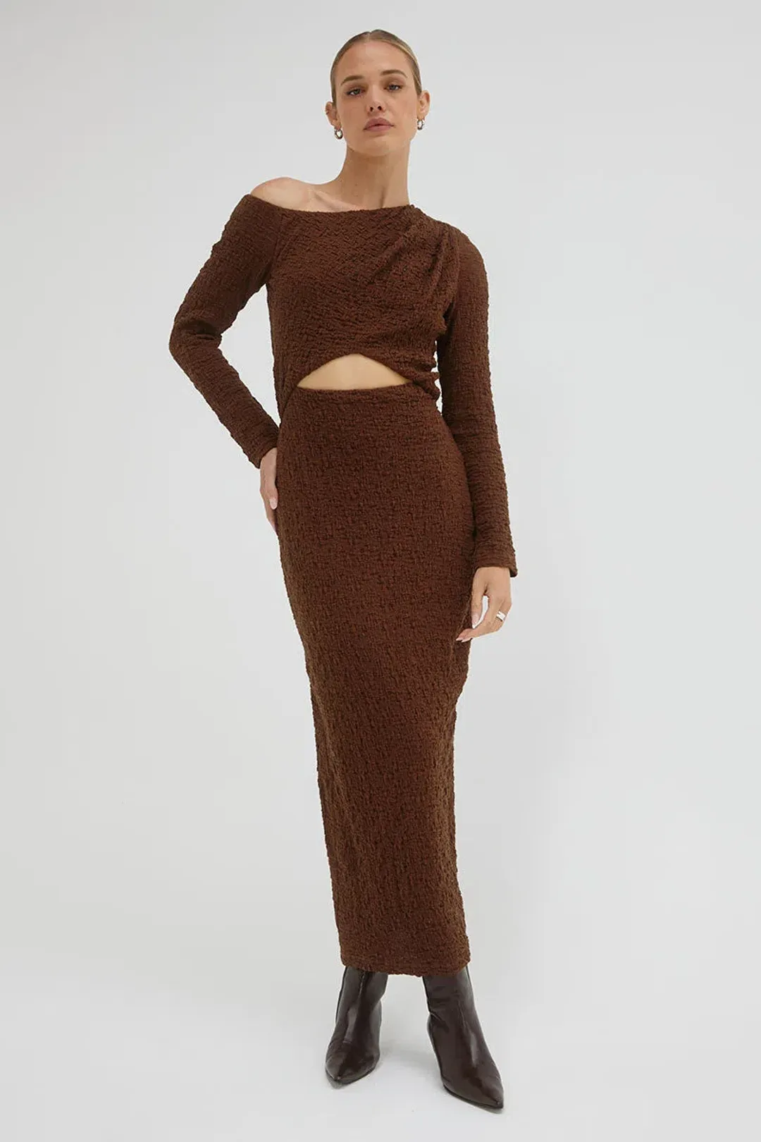 Sovere Overcast Dress In Carob Size 10 for rent on The Volte - main image