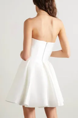 Rasario Strapless Pleated Satin Mini Dress White Size 8 for rent on The Volte - image 2