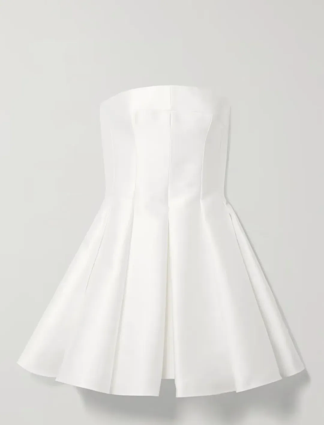 Rasario Strapless Pleated Satin Mini Dress White Size 8 for rent on The Volte - main image