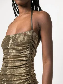 Diesel Metallic Ruched Halterneck Gown Size 10 for rent on The Volte - image 7