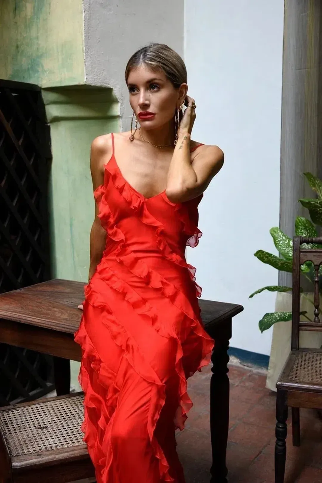 Rat & Boa Cecelia Dress Red Maxi Dress Red Size S/AU 8 for rent on The Volte - main image