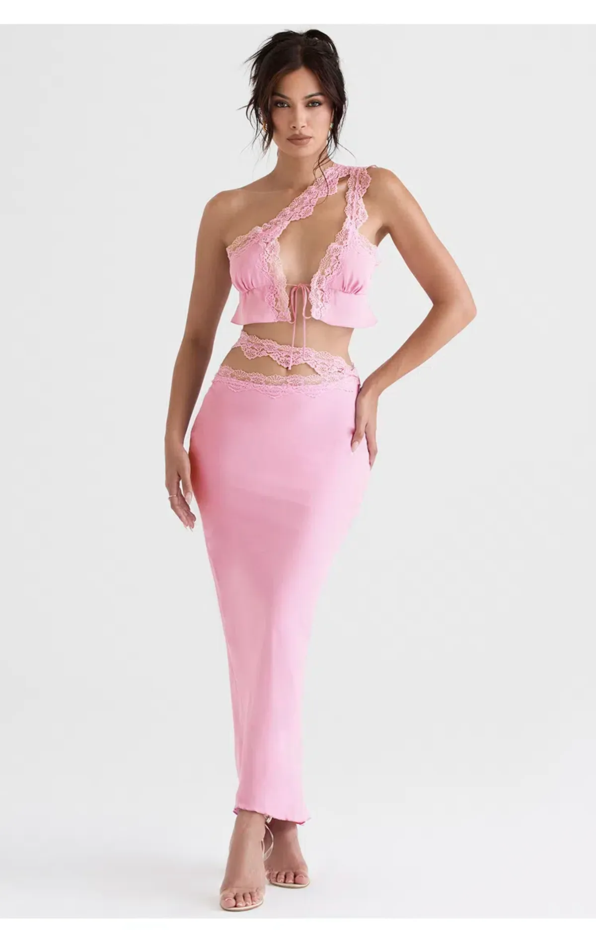 House of CB Lorena Top & Mathilda Skirt Set Pink Size L / Au 12 for rent on The Volte - main image