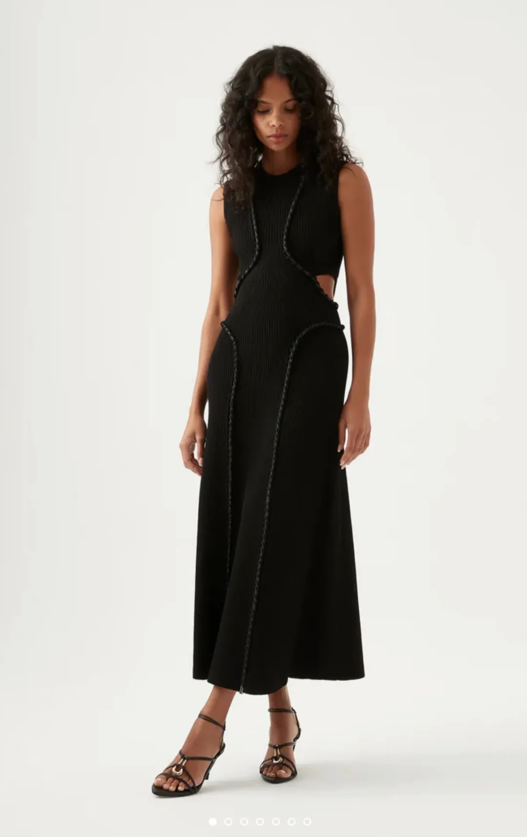 Aje Arp Cut Out Knit Midi Dress Black Size 6  for rent on The Volte - main image