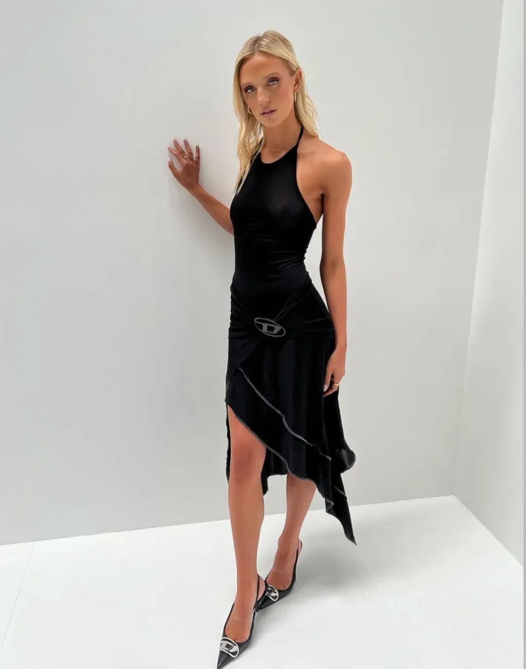 Diesel Draped Halter Neck Dress Black Size 10 for rent on The Volte - main image